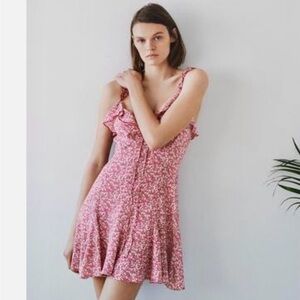 Zara Pink Floral Ruffled Mini Dress